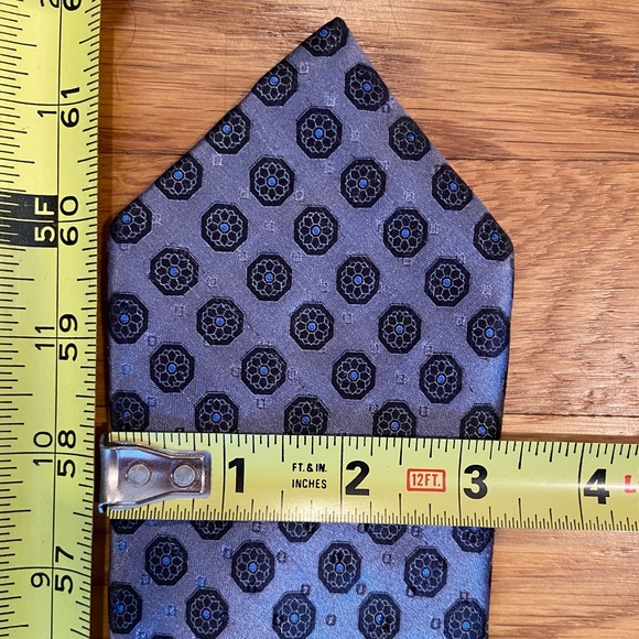 Ermenegildo Zegna Men’s Tie Gray Blue Geometric - Picture 6 of 6